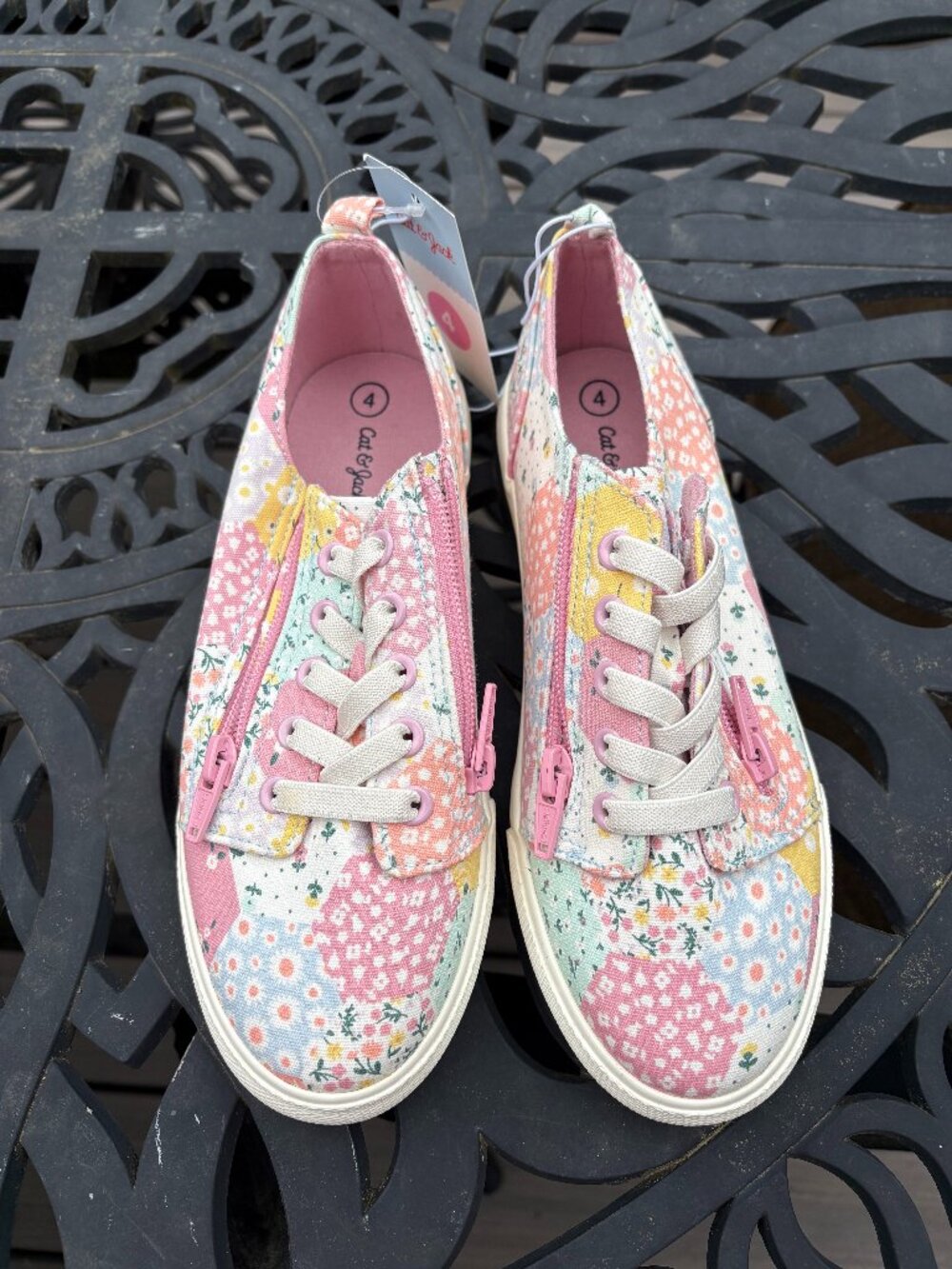 Cat & Jack sneakers floral pattern Size 4 NEW